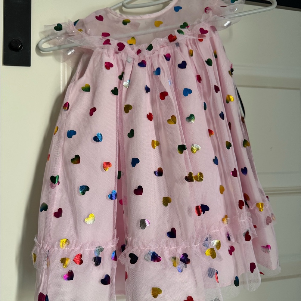 Pippa & Julie Light Pink Dress with Colorful Hearts